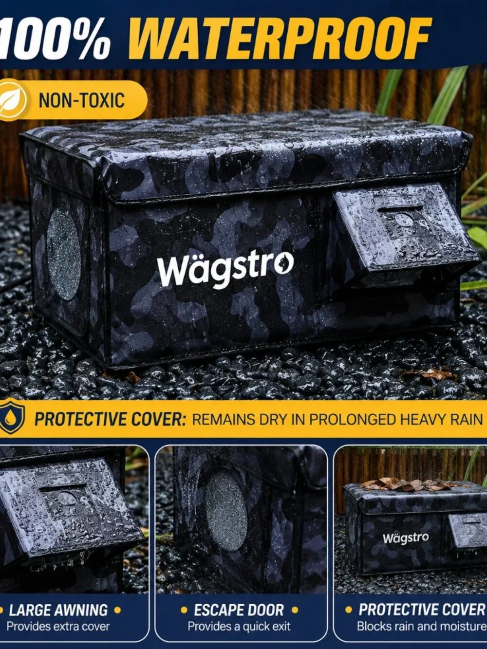 Wagstro Heated Cat Bed Outdoor Waterproof Insulated Shelter Black Camo